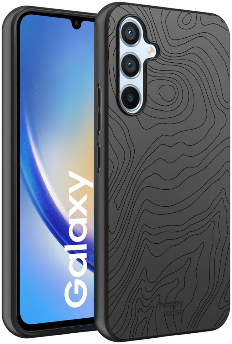 HappyCase Θήκη Σιλικόνης Samsung Galaxy A34 - Fine Lines Print Black