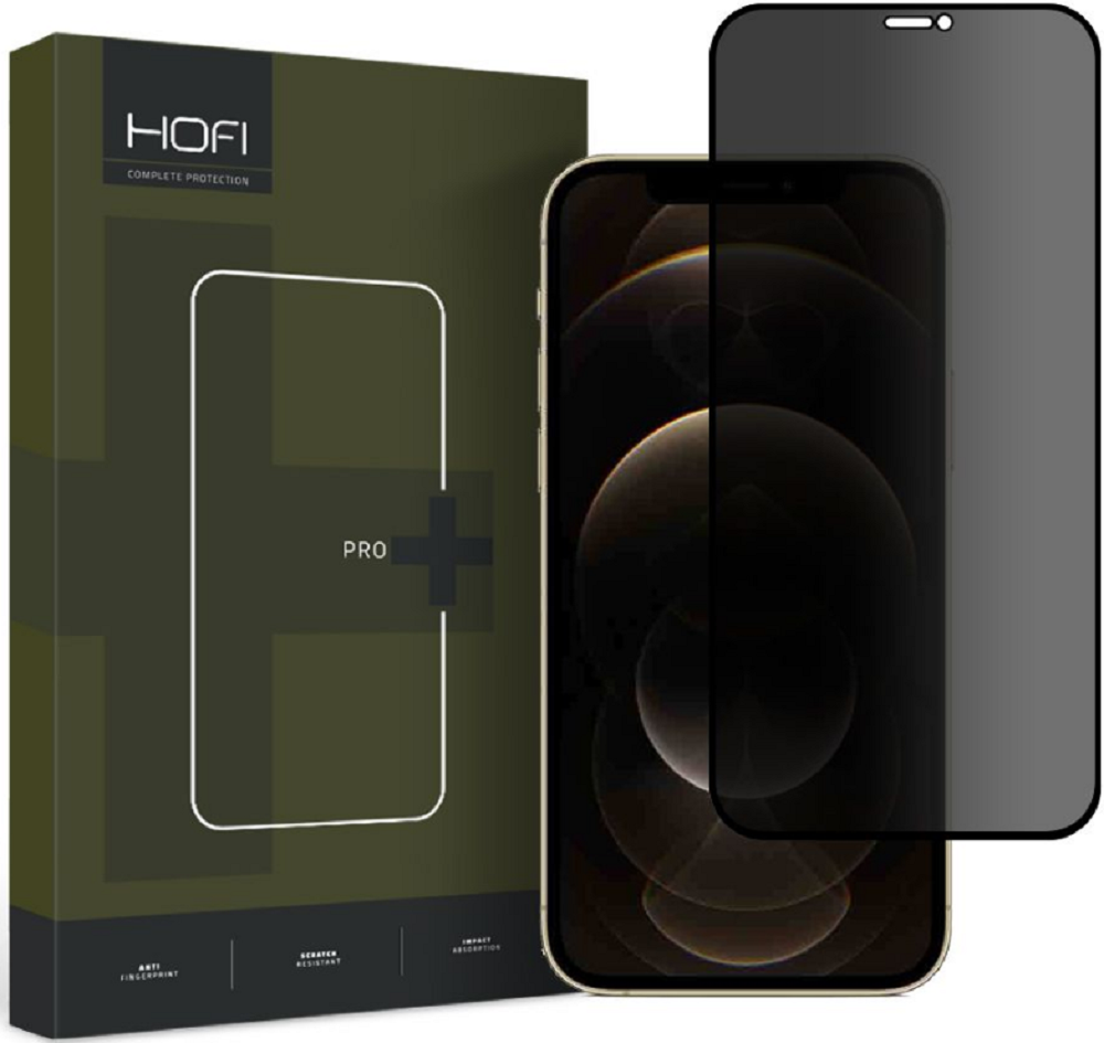 Hofi Anti Spy Pro+ Tempered Glass Privacy - Full Face Αντιχαρακτικό Γυαλί Προστασίας Απορρήτου Οθόνης - Apple iPhone 12 / 12 Pro - Black