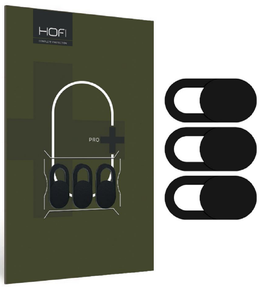 Hofi Slim Pro+ Webcam Cover - Προστατευτικό Αυτοκόλλητο Κάλυμμα Κάμερας για Smartphone / Laptop / Tablet / Desktop - 3 Τεμάχια - Black