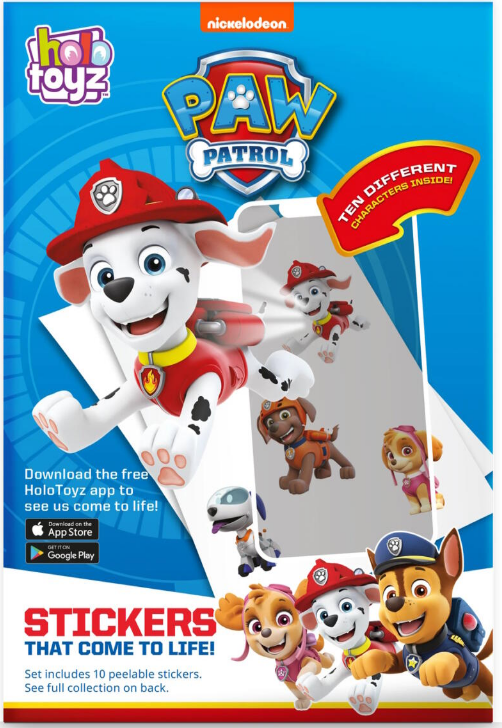 HoloToyz Nickelodeon Paw Patrol Augmented Reality Stickers - Σετ με 10 Παιδικά Αυτοκόλλητα Επαυξημένης Πραγματικότητας που Ζωντανεύουν σε Κινούμενα Σχέδια (ST60PawPatrol)