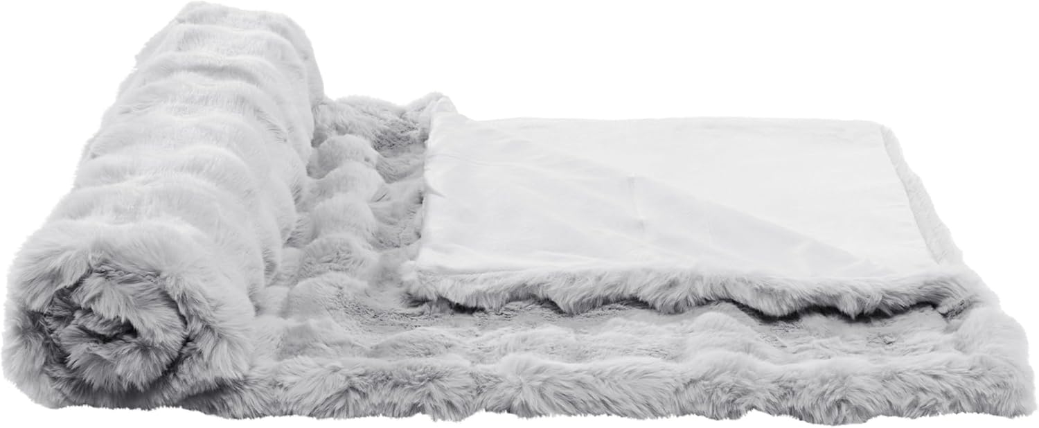 Homelevel Faux Fur Throw - Απαλή Ζεστή Κουβέρτα για Καναπέ & Κρεβάτι - 127 x 152 cm - Grey