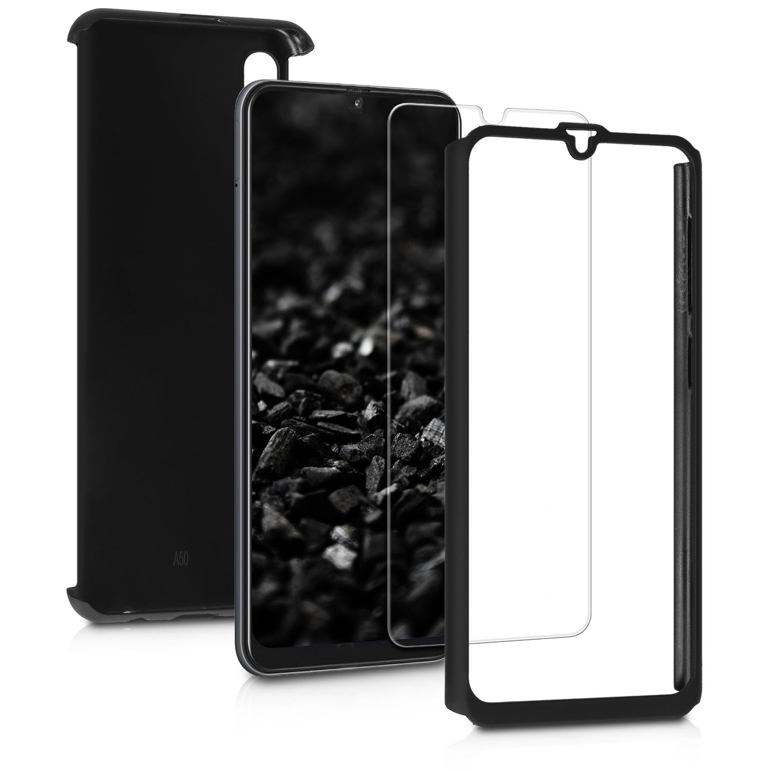 KW Θήκη Full Body Samsung Galaxy A50 - & Tempered Glass - Metallic Black 