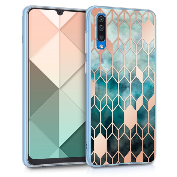 KW Θήκη Σιλικόνης Samsung Galaxy A50 - IMD Design  - Blue / Rose Gold 