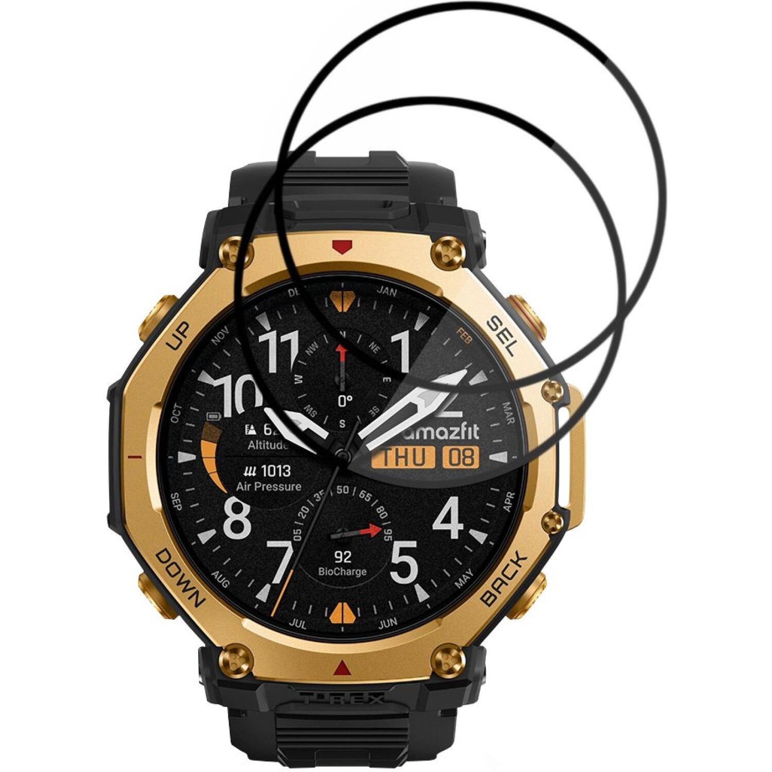 Hybrid Glass Amazfit T-Rex 3 Pro 48mm Techsuit Nano Flex Full Face Αντιχαρακτικό Υβριδικό Γυαλί Προστασίας Οθόνης 2 Τεμάχια Black