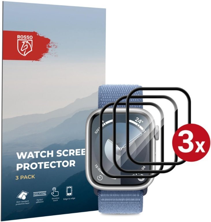 Hybrid Glass Apple Watch 9 / 8 / 7 41mm Rosso Watch Screen Protector Αντιχαρακτικό Προστατευτικό Υβριδικό Οθόνης 3 Τεμάχια Black