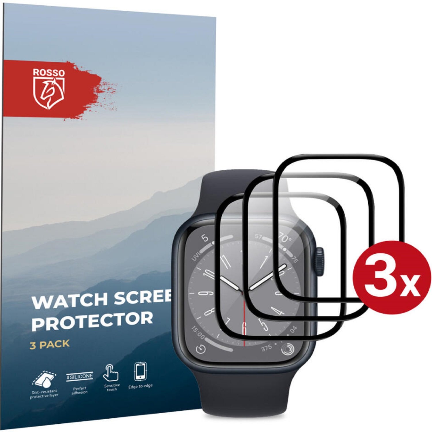 Hybrid Glass Apple Watch Ultra 3 / Ultra 2 / Ultra 1 49mm Rosso Watch Screen Protector Αντιχαρακτικό Προστατευτικό Υβριδικό Οθόνης 3 Τεμάχια Black