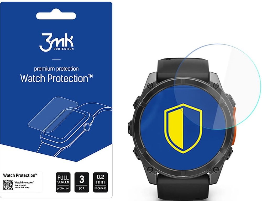 Hybrid Glass Garmin Fenix 8 Amoled 51mm 3MK Premium Flexible Glass Αντιχαρακτικό Προστατευτικό Υβριδικό Οθόνης 0.2mm 3 Τεμάχια (5903108604772)