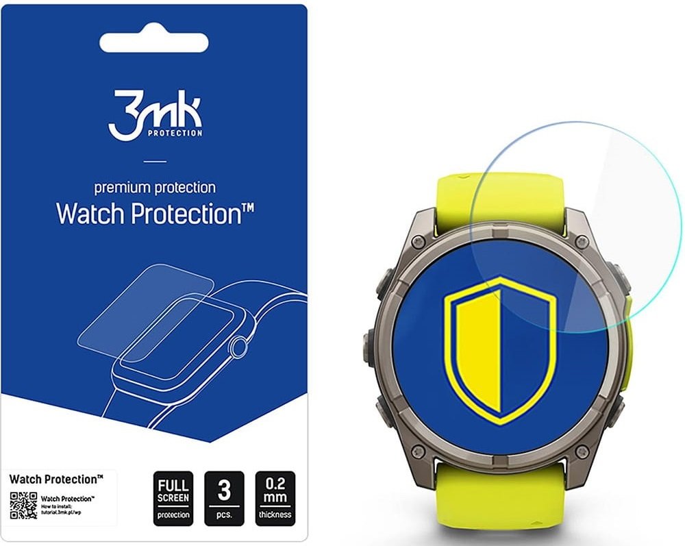 Hybrid Glass Garmin Fenix 8 Solar / Sapphire 51mm 3MK Premium Flexible Glass Αντιχαρακτικό Προστατευτικό Υβριδικό Οθόνης 0.2mm 3 Τεμάχια