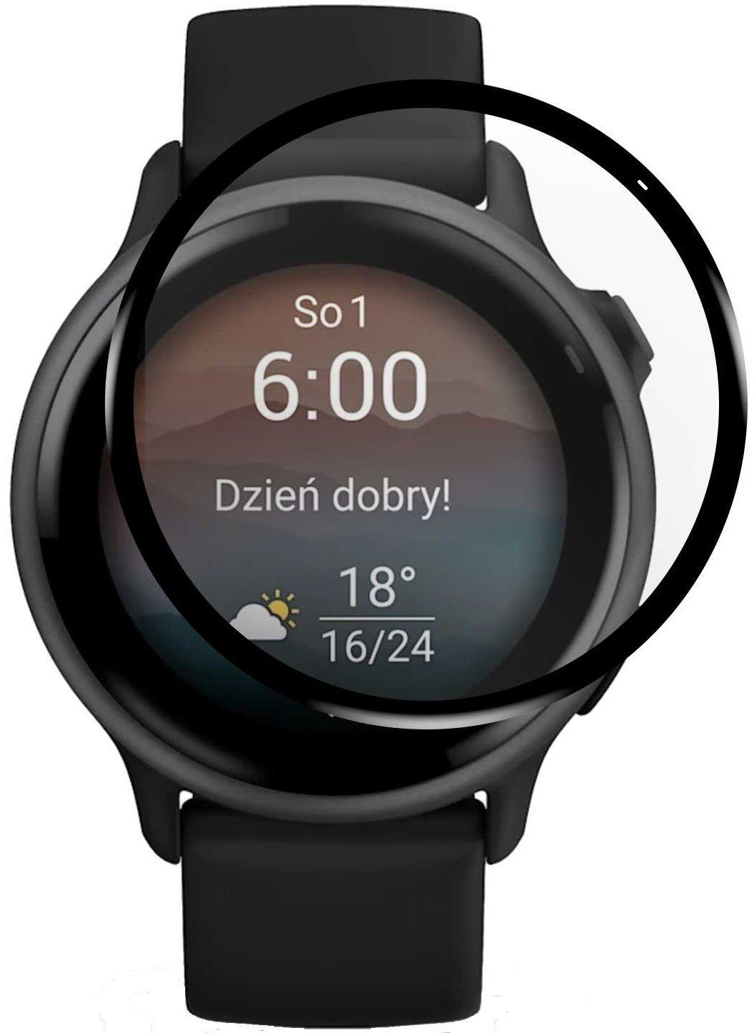 Hybrid Glass Garmin Vivoactive 6 Spacecase Smartwatch Αντιχαρακτικό Προστατευτικό Υβριδικό Οθόνης Black