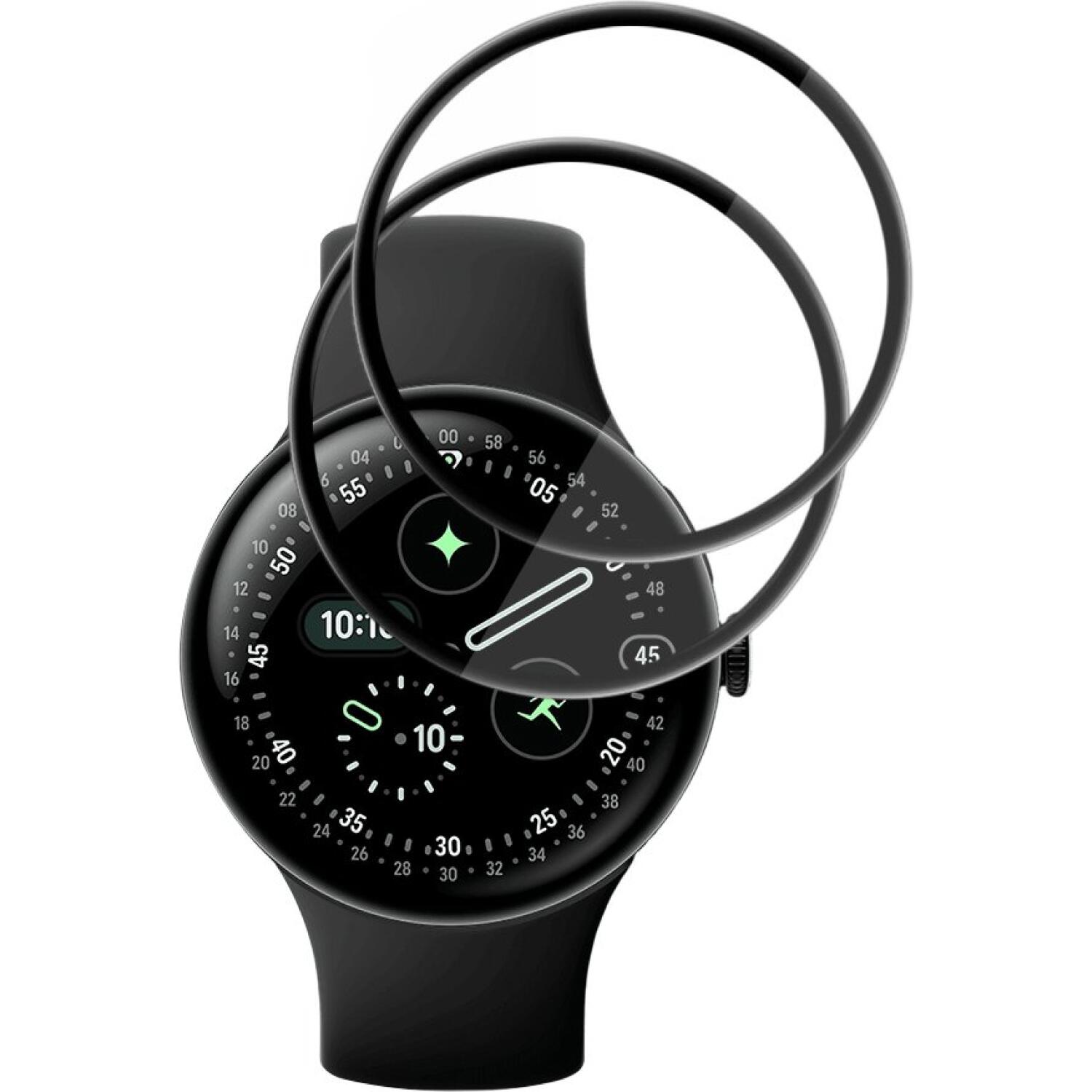 Hybrid Glass Google Pixel Watch 4 45mm Techsuit Nano Flex Full Face Αντιχαρακτικό Υβριδικό Γυαλί Προστασίας Οθόνης 2 Τεμάχια Black