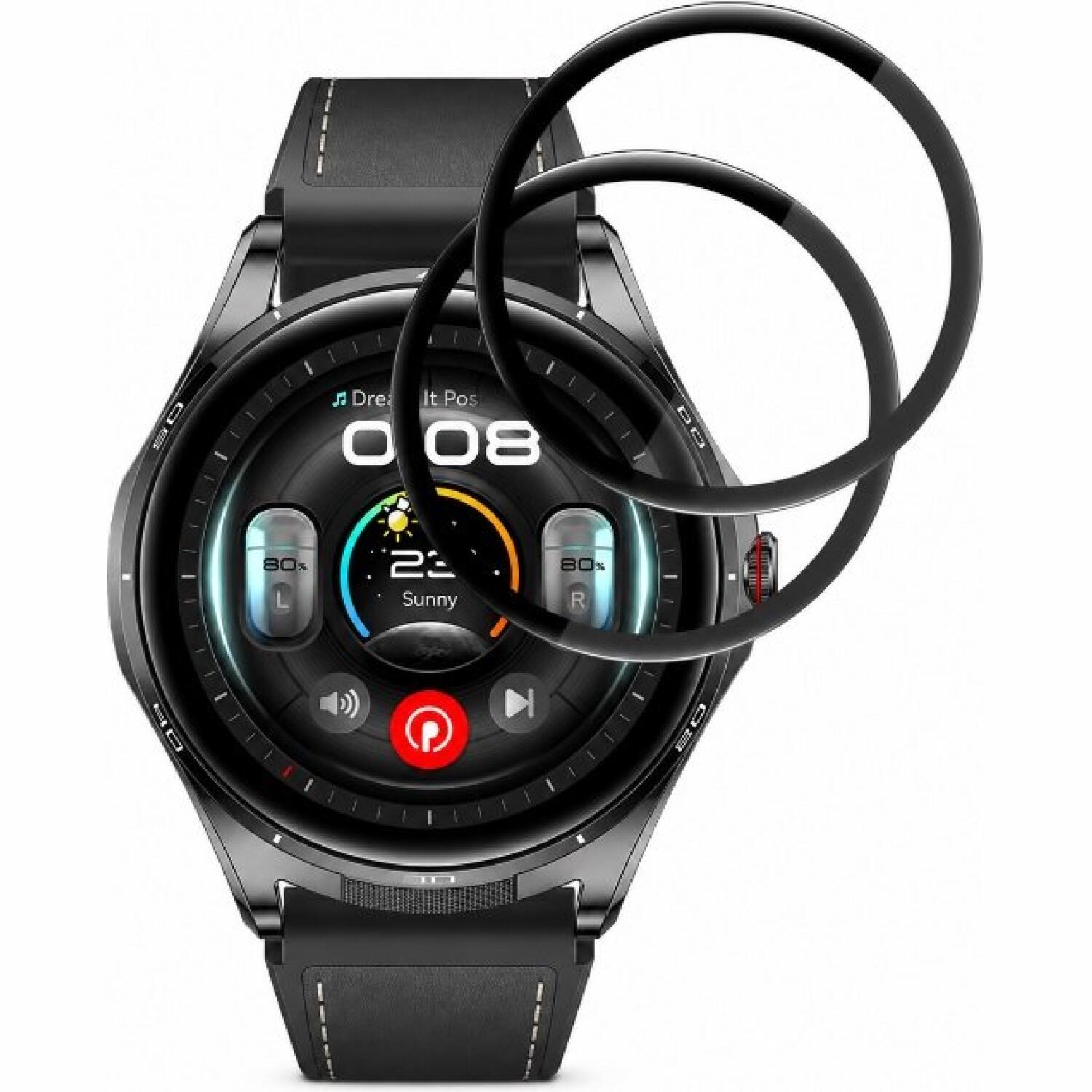 Hybrid Glass Huawei Watch Buds 2 Techsuit Nano Flex Full Face Αντιχαρακτικό Υβριδικό Γυαλί Προστασίας Οθόνης 2 Τεμάχια Black