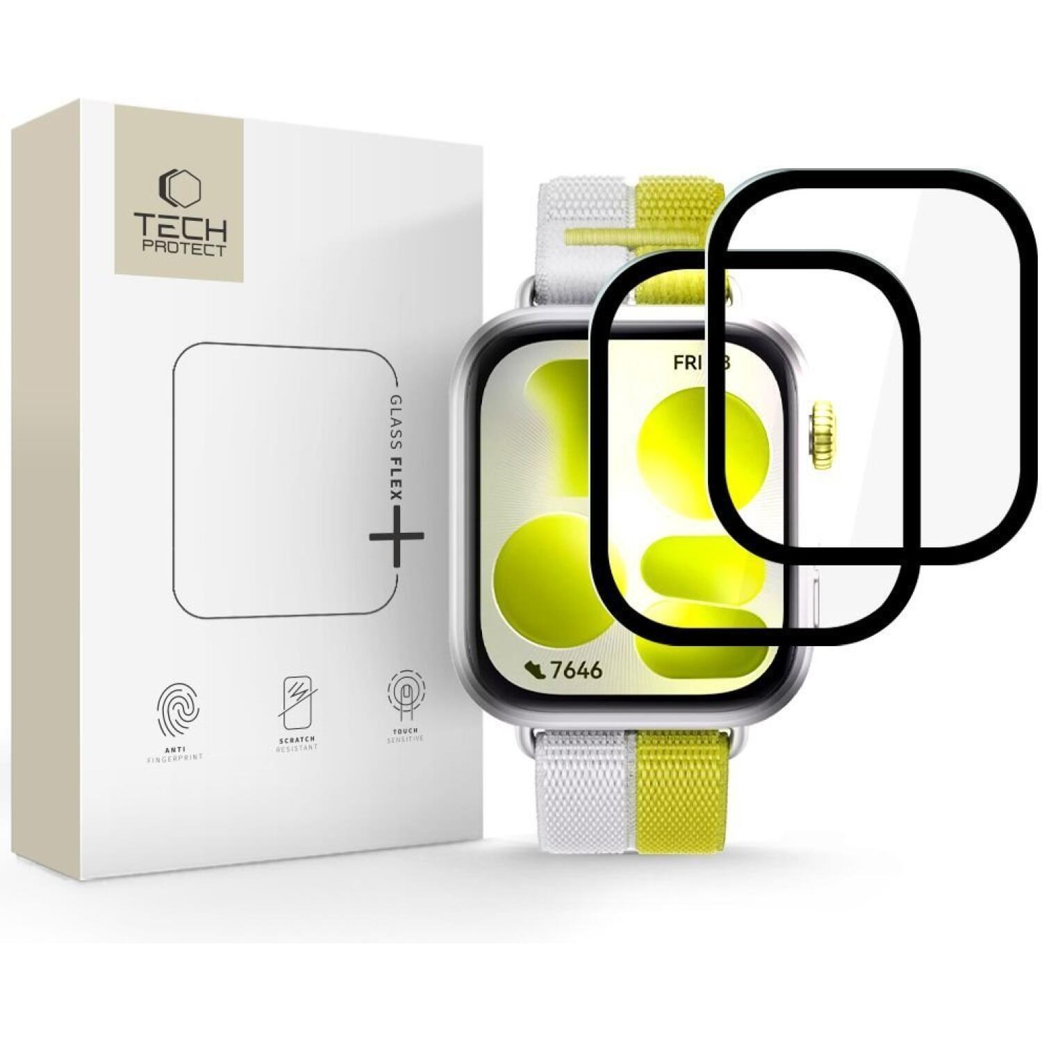 Hybrid Glass Huawei Watch Fit 5 Tech-Protect Flex+ Αντιχαρακτικό Υβριδικό Γυαλί Προστασίας Οθόνης 2 Τεμάχια Black