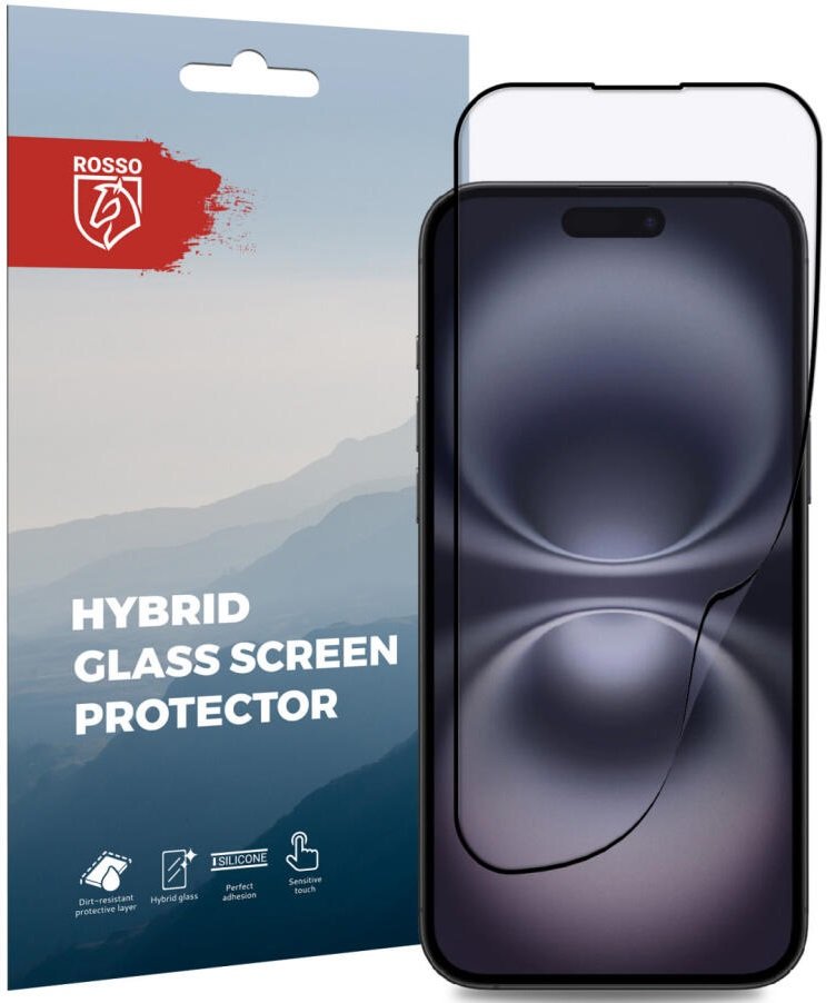 Hybrid Glass iPhone 16 Plus Rosso FullFace Αντιχαρακτικό Υβριδικό Προστατευτικό Οθόνης Black