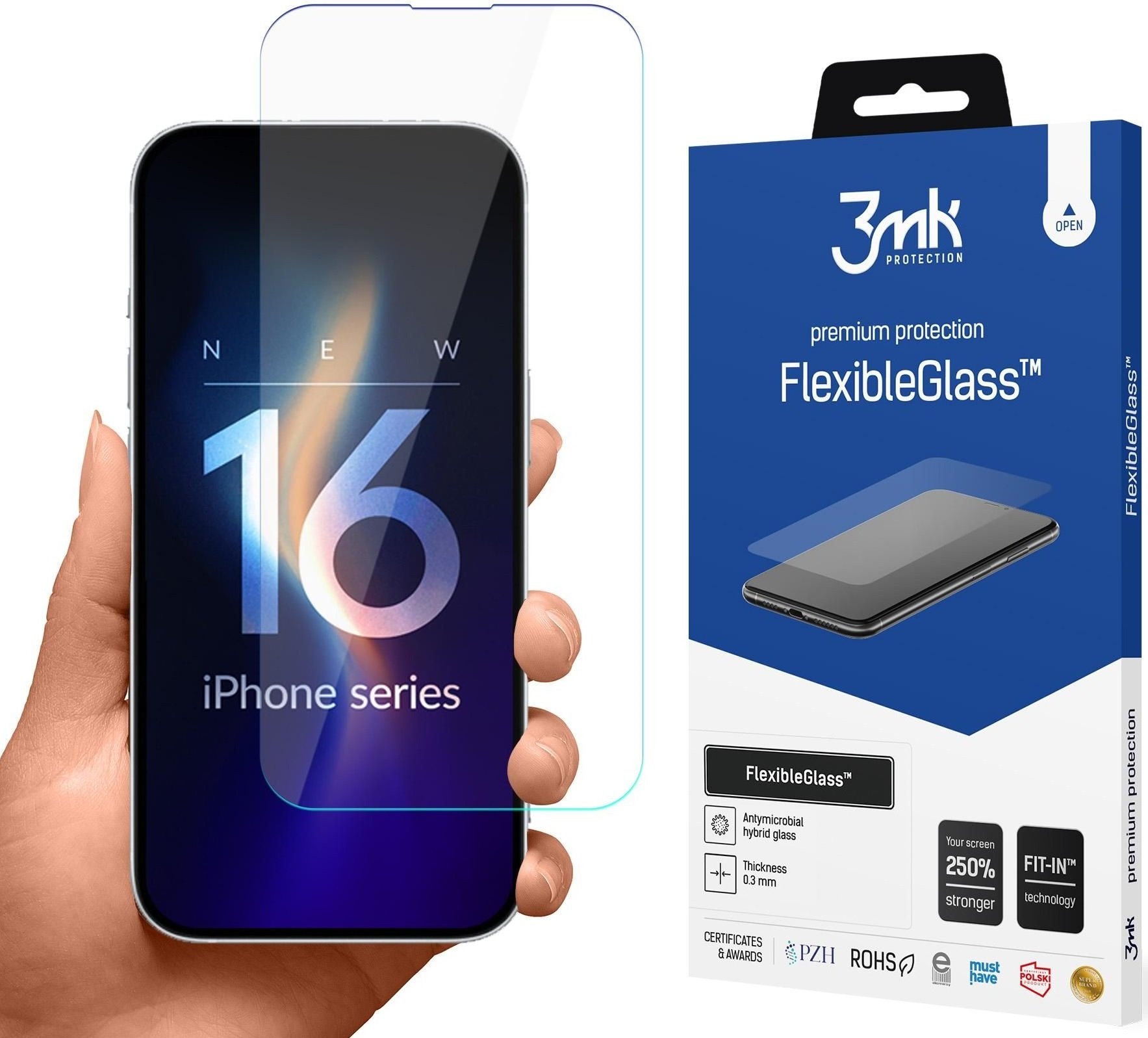 Hybrid Glass iPhone 16 Pro 3MK Premium Flexible Glass Αντιχαρακτικό Υβριδικό Προστατευτικό Οθόνης 0.3mm
