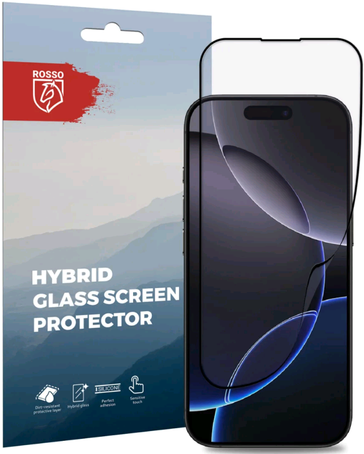 Hybrid Glass iPhone 16 Pro Rosso FullFace Αντιχαρακτικό Υβριδικό Προστατευτικό Οθόνης Black