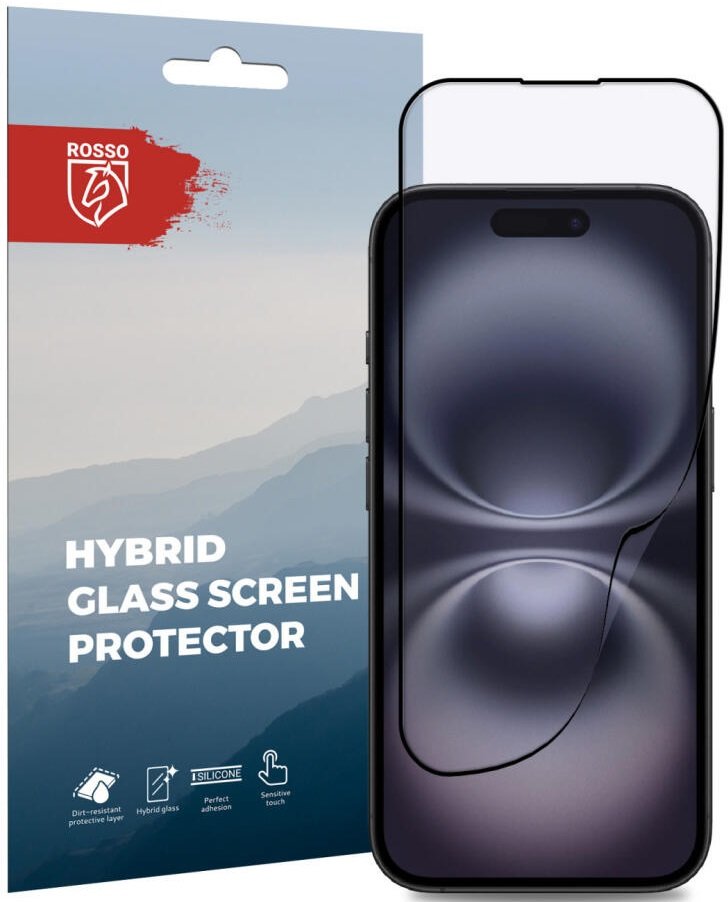 Hybrid Glass iPhone 16 Rosso FullFace Αντιχαρακτικό Υβριδικό Προστατευτικό Οθόνης Black