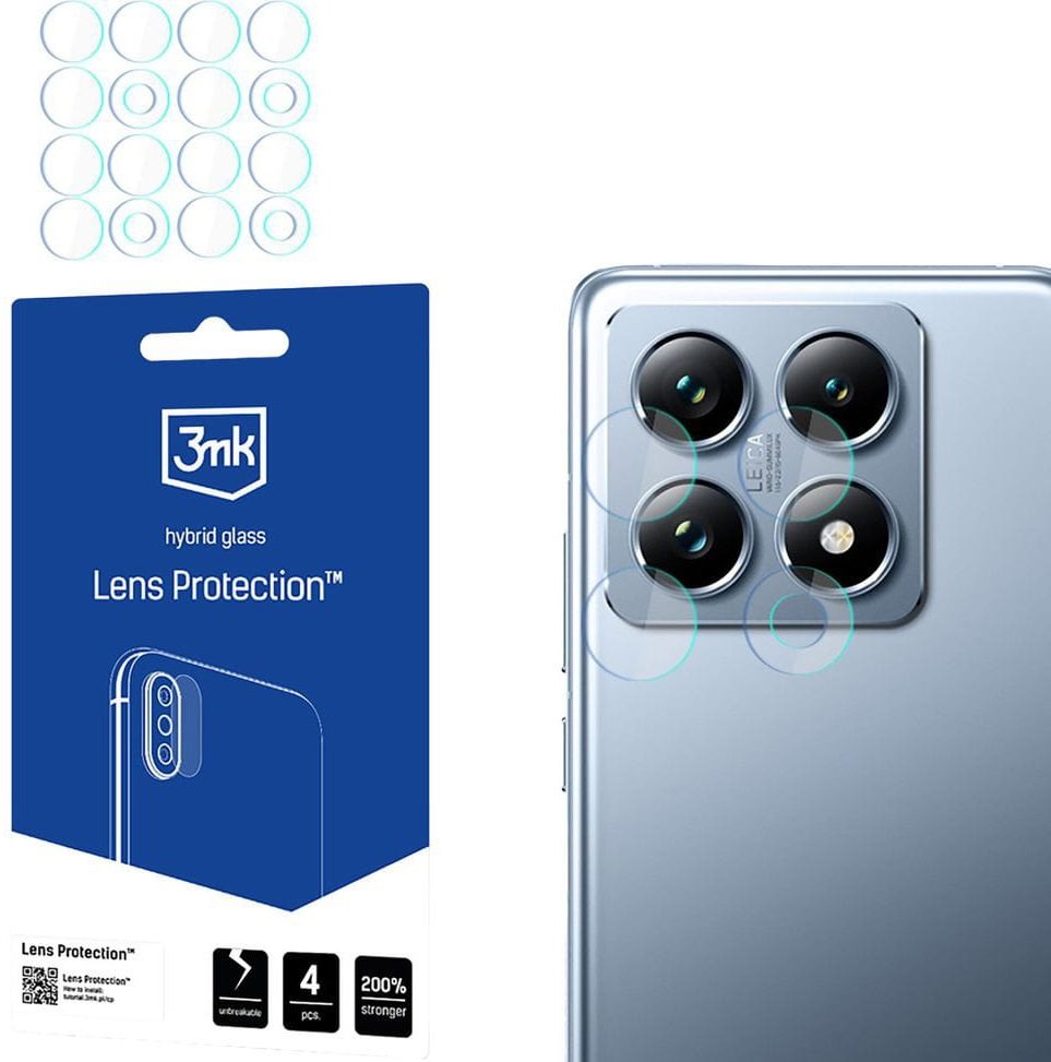 Hybrid Glass Xiaomi 14T / 14T Pro 3MK Lens Protector Αντιχαρακτικό Υβριδικό Προστατευτικό για Φακό Κάμερας 4 Τεμάχια
