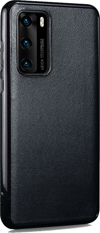iCarer Grained Series Δερμάτινη Smart Flip Θήκη Huawei P40 - Black