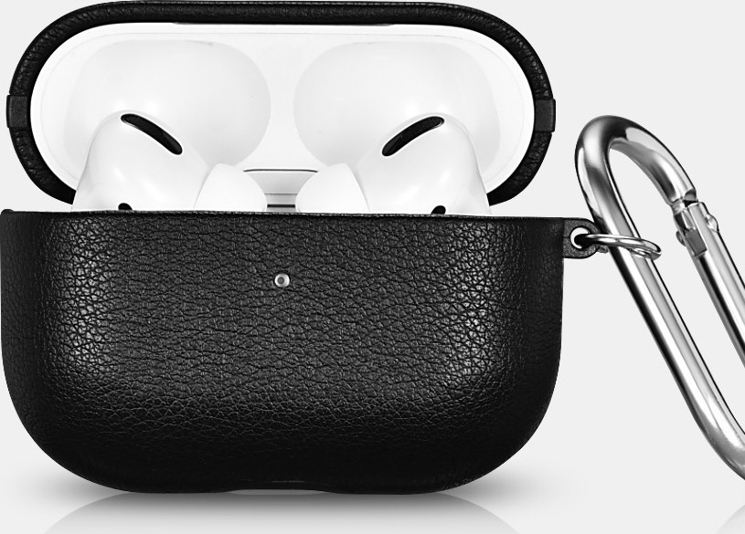 iCarer Microfiber Slim PU Leather Θήκη για Apple AirPods Pro 1st Gen - Black