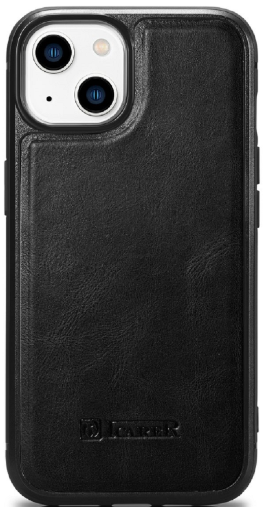 iCarer Oil Wax Leather Cover - Δερμάτινη Θήκη με TPU Bumper - Apple iPhone 14 Plus - Black