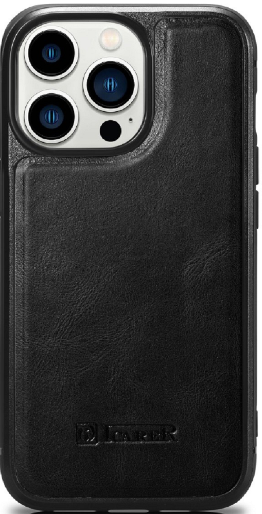 iCarer Oil Wax Leather Cover - Δερμάτινη Θήκη με TPU Bumper - Apple iPhone 14 Pro - Black