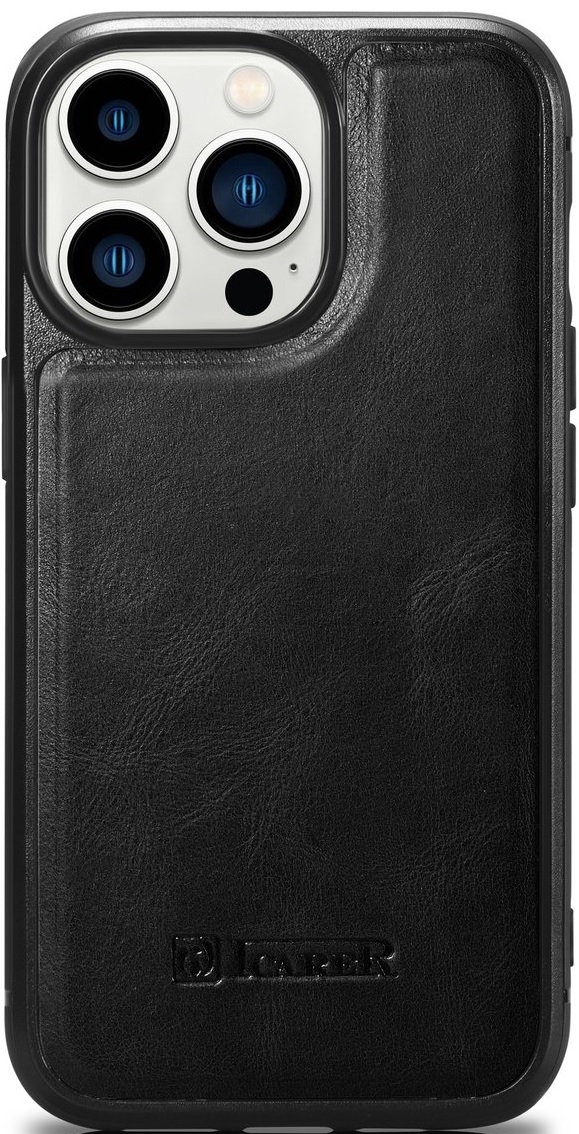 iCarer Oil Wax Leather Cover - Δερμάτινη Θήκη με TPU Bumper - Apple iPhone 14 Pro Max - Black