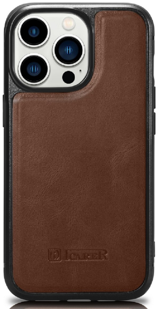 iCarer Oil Wax Leather Cover - Δερμάτινη Θήκη με TPU Bumper - Apple iPhone 14 Pro Max - Brown