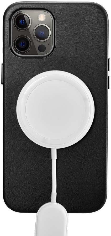 iCarer Real Leather Case with MagSafe - Δερμάτινη Θήκη MagSafe με Μεταλλικό Πλαίσιο Κάμερας - Apple iPhone 12 Pro Max - Black