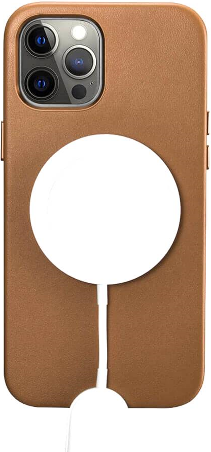 iCarer Real Leather Case with Magsafe - Δερμάτινη Θήκη MagSafe με Μεταλλικό Πλαίσιο Κάμερας - Apple iPhone 12 Pro Max - Brown