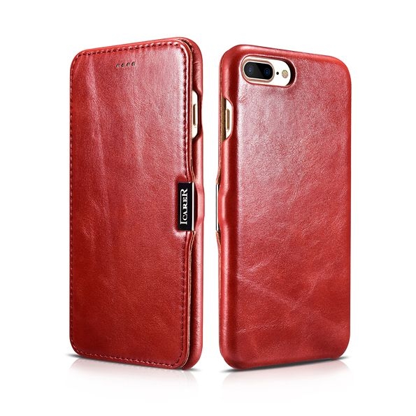 iCarer Vintage Series Side-Open Δερμάτινη Θήκη iPhone 8 Plus / iPhone 7 Plus - Red