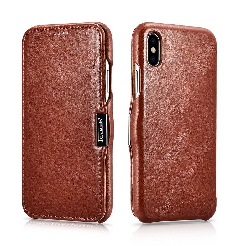 iCarer Vintage Series Side-Open Δερμάτινη Θήκη iPhone XS Max - Brown