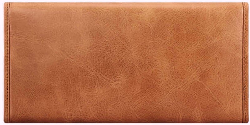 iCarer Vegetable Tanned Leather Three Fold Wallet - Δερμάτινο Πορτοφόλι με Υποδοχή για Κινητό / Κάρτες / Χαρτονομίσματα - Light Brown