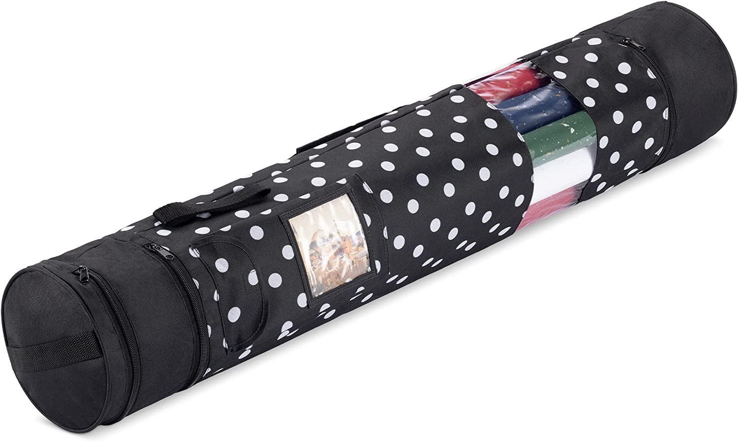 Jemidi Wrapping Paper Organiser - Θήκη / Τσάντα Οργάνωσης και Αποθήκευσης Χαρτιών Περιτυλίγματος - 94 x 17 cm - Polka Dots / White / Black