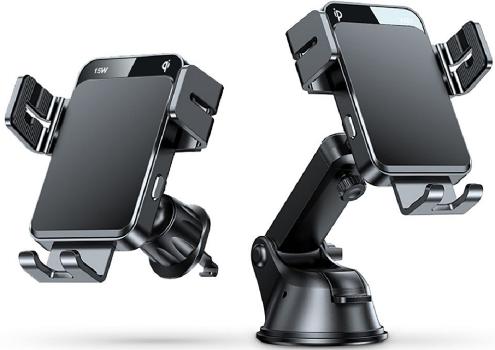 Joyroom JR-ZS219 Triaxial Electric - Βάση Ασύρματης Φόρτισης για Κινητά 4.7" - 6.8" για Ταμπλό και Αεραγωγούς Αυτοκινήτου με Ρυθμιζόμενο Βραχίονα - 15W - Black