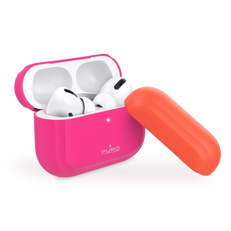 Puro ICON Θήκη Σιλικόνης για Airpods Pro 1st Gen - Fluo Fuchsia - Orange Cap