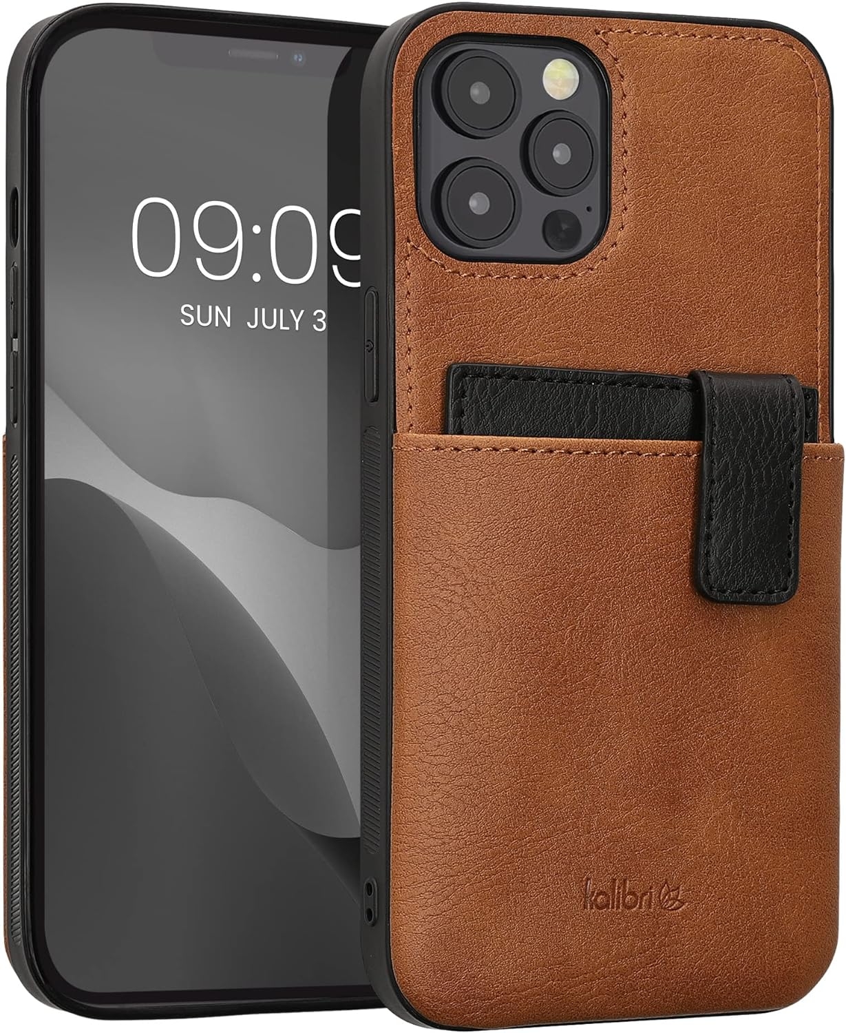 Kalibri 2 in 1 Σκληρή Θήκη - Πορτοφόλι με TPU Bumper και Αποσπώμενη Θήκη για Κάρτες - Apple iPhone 12 Pro Max - Brown / Black
