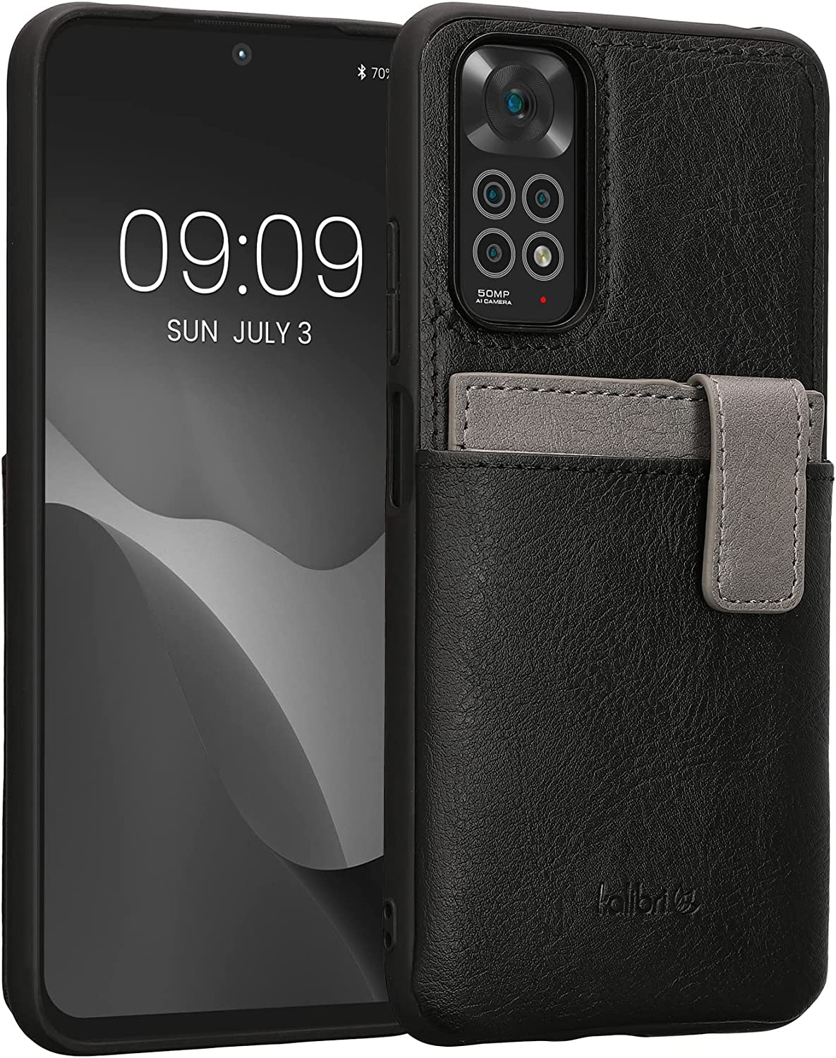 Kalibri 2 in 1 Σκληρή Θήκη - Πορτοφόλι με TPU Bumper και Αποσπώμενη Θήκη για Κάρτες - Xiaomi Redmi Note 11 / 11S - Black / Light Grey