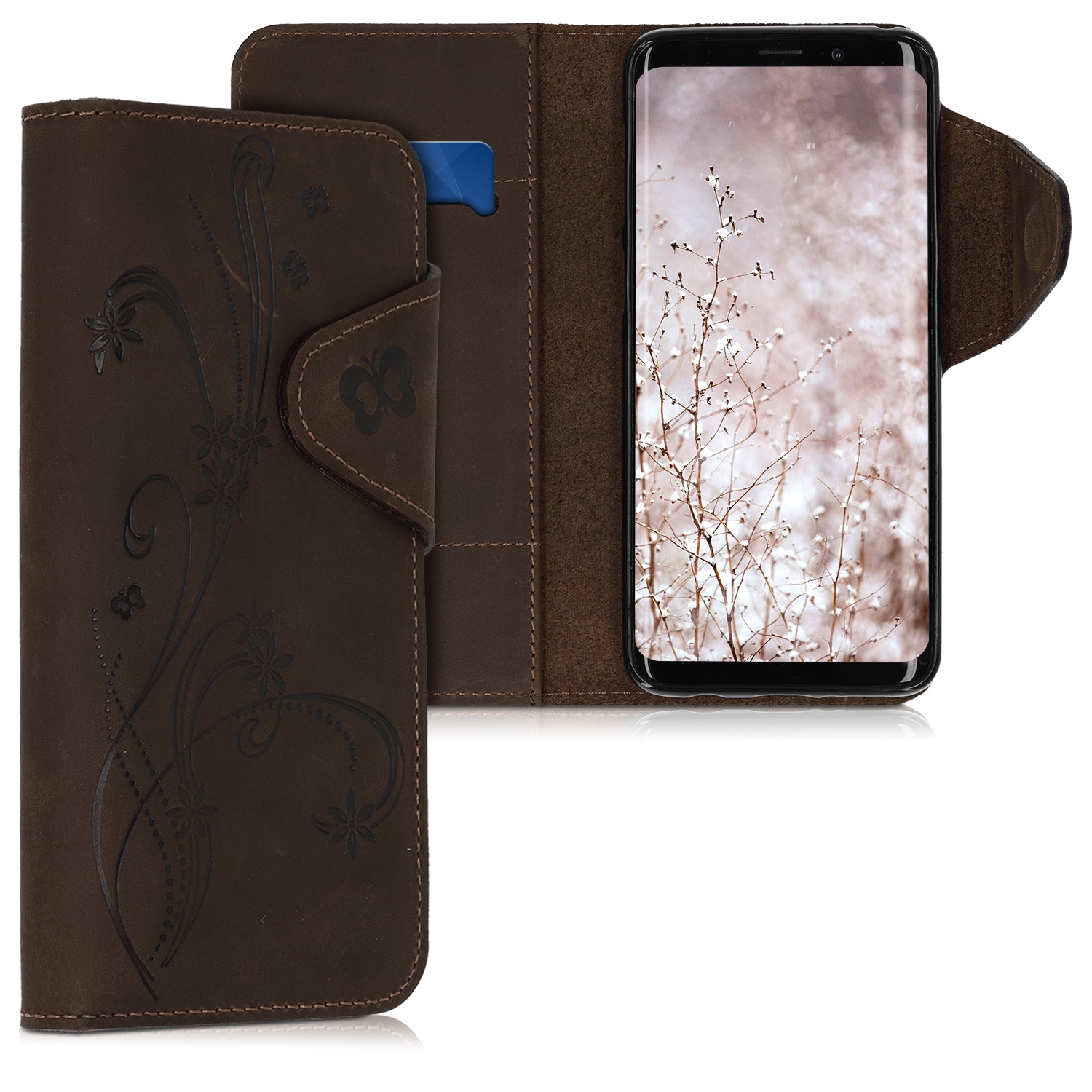 Kalibri Θήκη Suede Πορτοφόλι Samsung Galaxy S9 - Brown