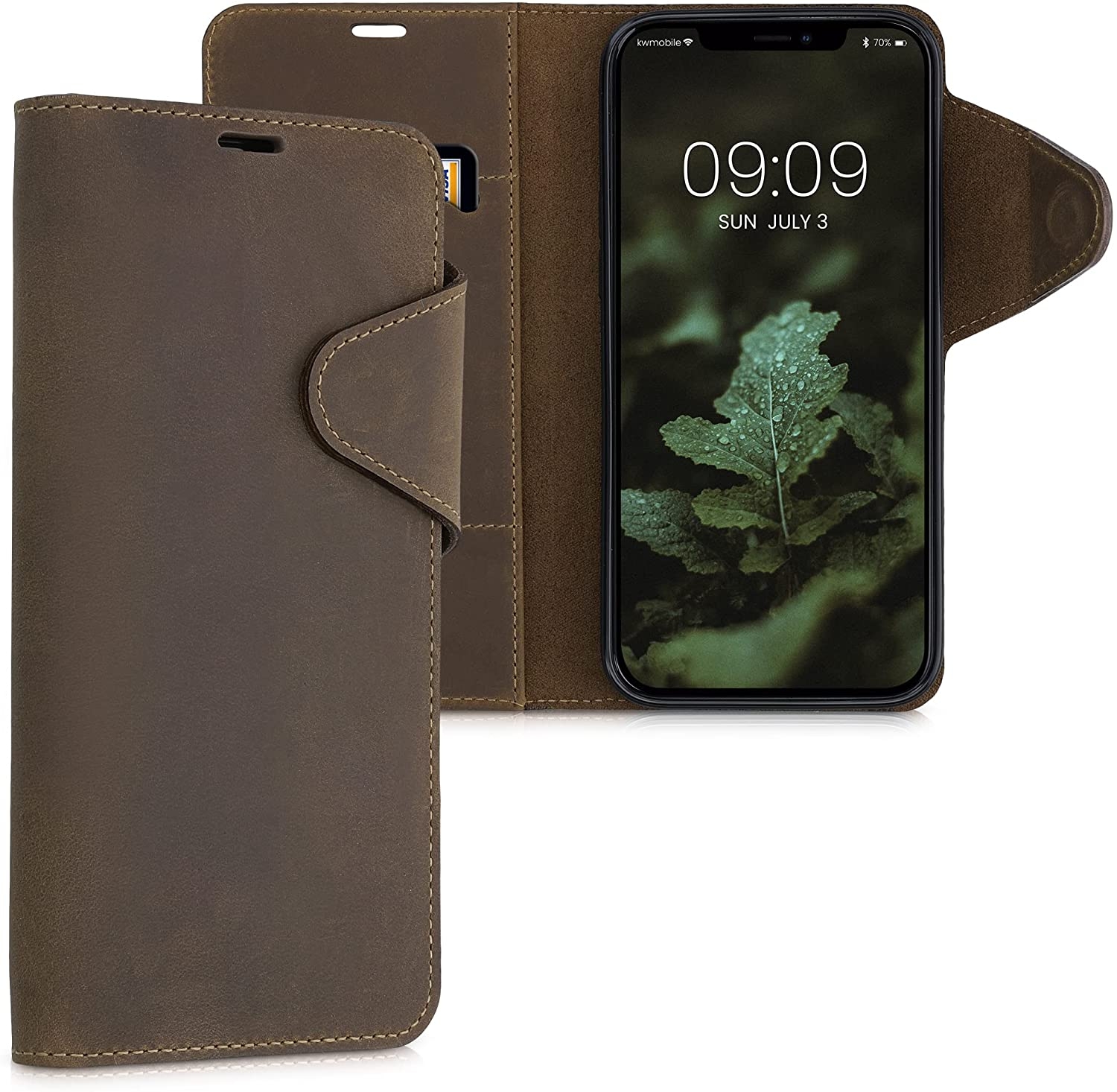 Kalibri Δερμάτινη Suede Θήκη Πορτοφόλι Apple iPhone 12 Pro Max - Brown