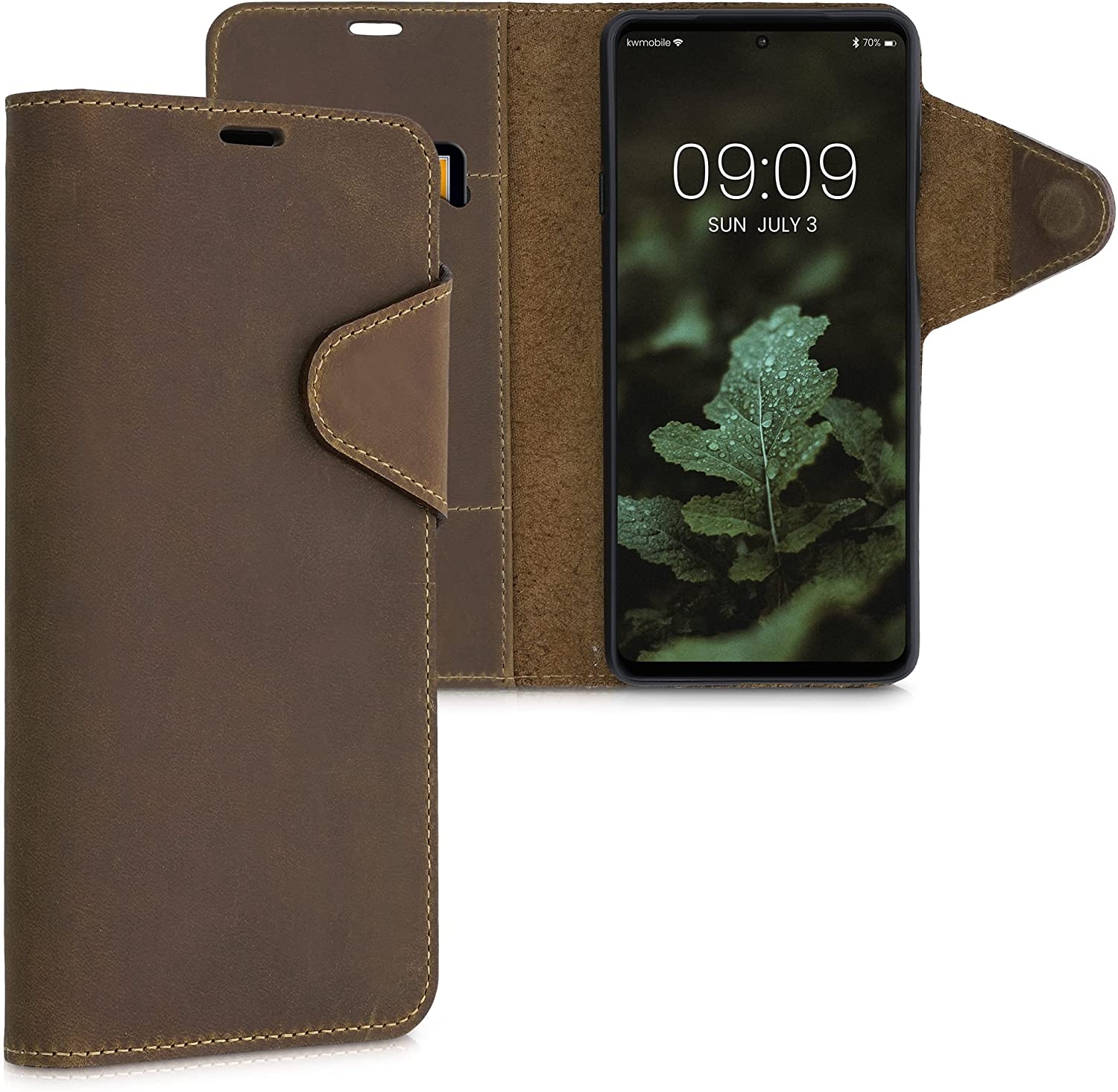 Kalibri Δερμάτινη Suede Θήκη Πορτοφόλι Motorola Edge 20 - Brown