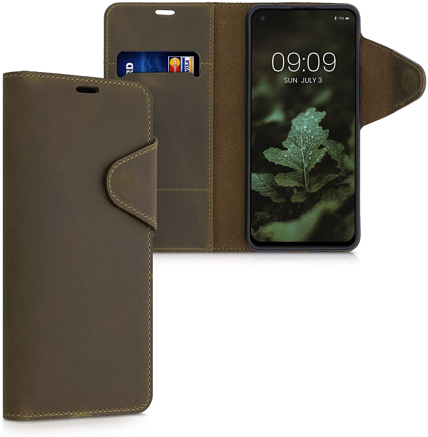 Kalibri Δερμάτινη Suede Θήκη Πορτοφόλι OnePlus Nord 2 5G - Brown