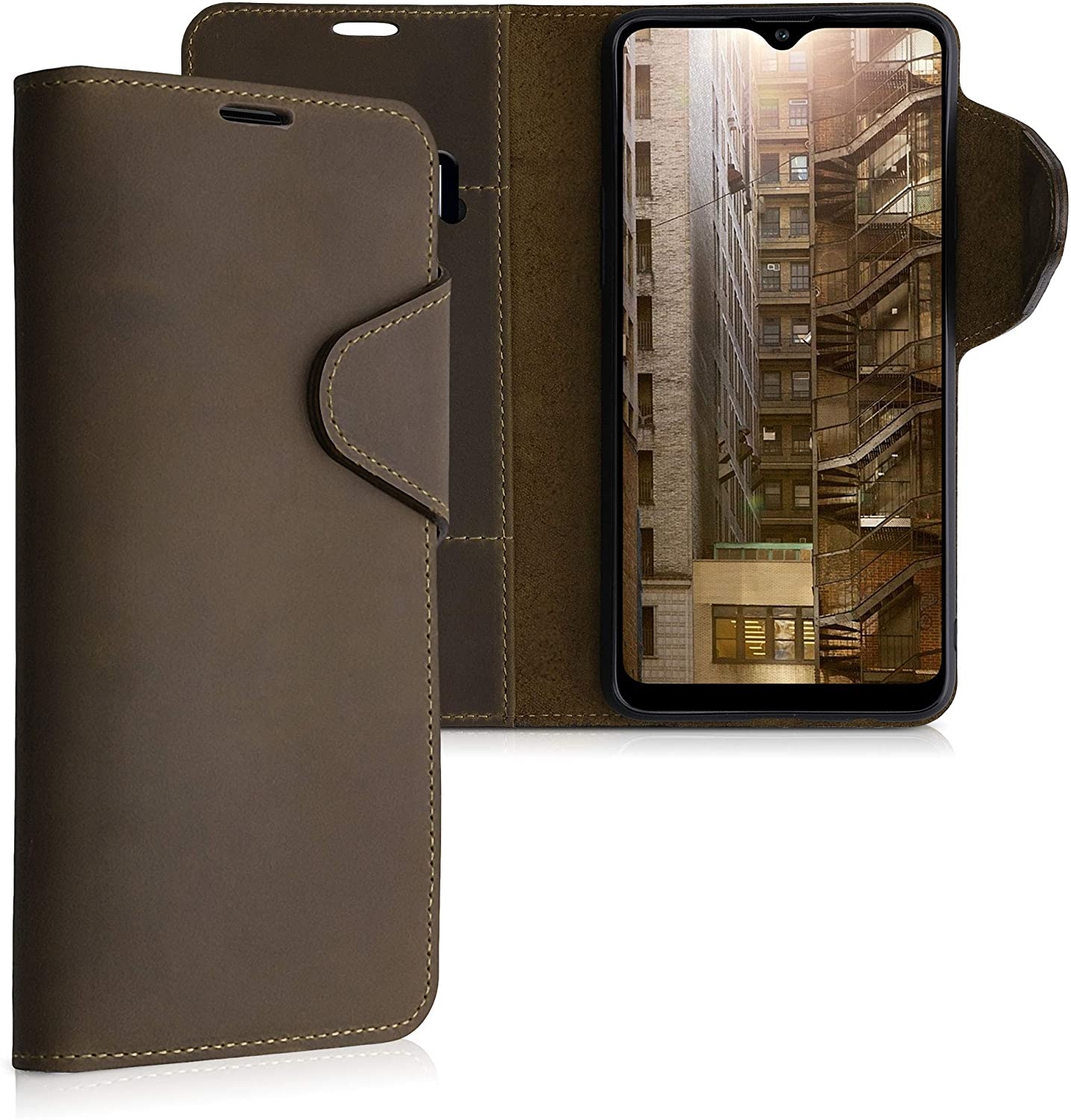 Kalibri Δερμάτινη Suede Θήκη Πορτοφόλι Samsung Galaxy A42 5G - Brown