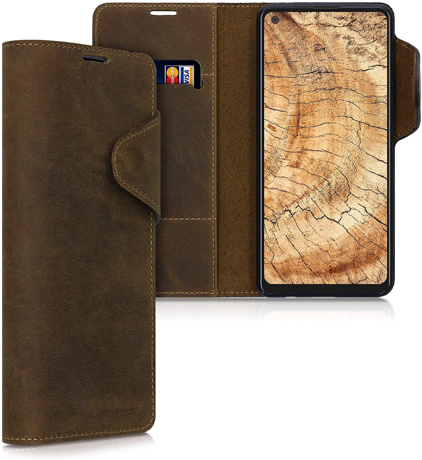 Kalibri Δερμάτινη Suede Θήκη Πορτοφόλι Samsung Galaxy A21s - Brown