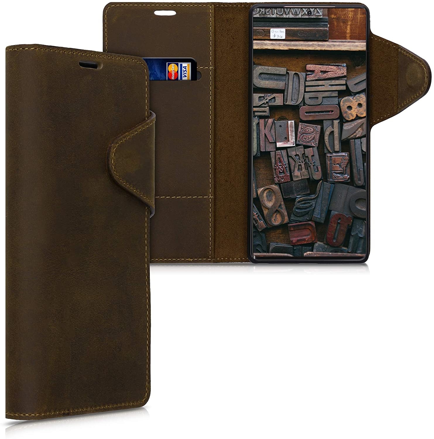 Kalibri Δερμάτινη Suede Θήκη Πορτοφόλι Samsung Galaxy Note 20 - Brown