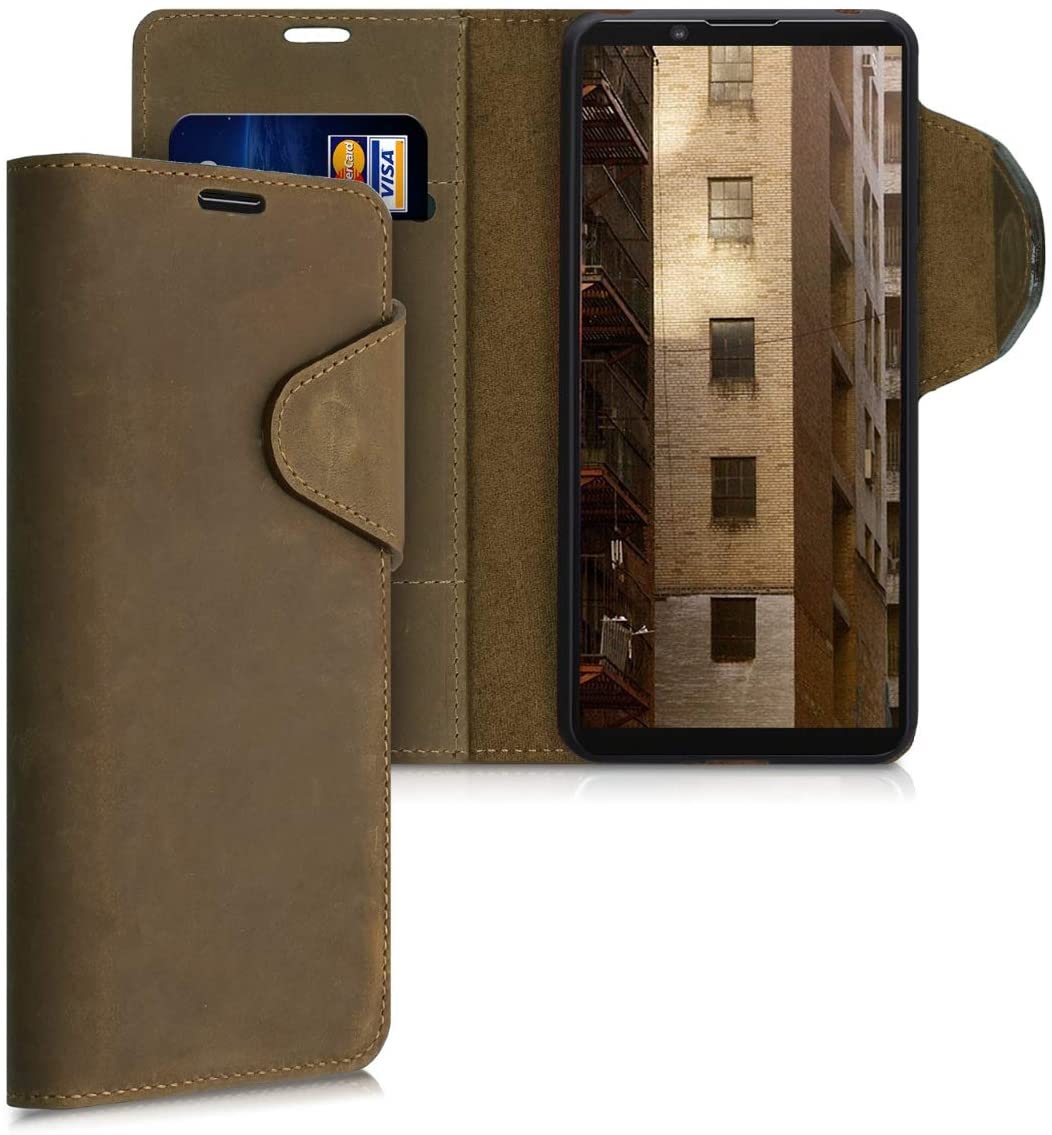 Kalibri Δερμάτινη Suede Θήκη Πορτοφόλι Sony Xperia 10 II - Brown 