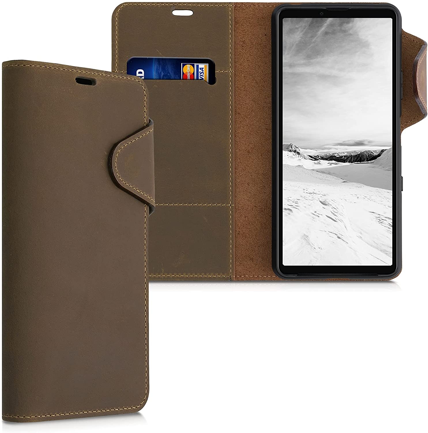 Kalibri Δερμάτινη Suede Θήκη Πορτοφόλι Sony Xperia 10 III / Brown