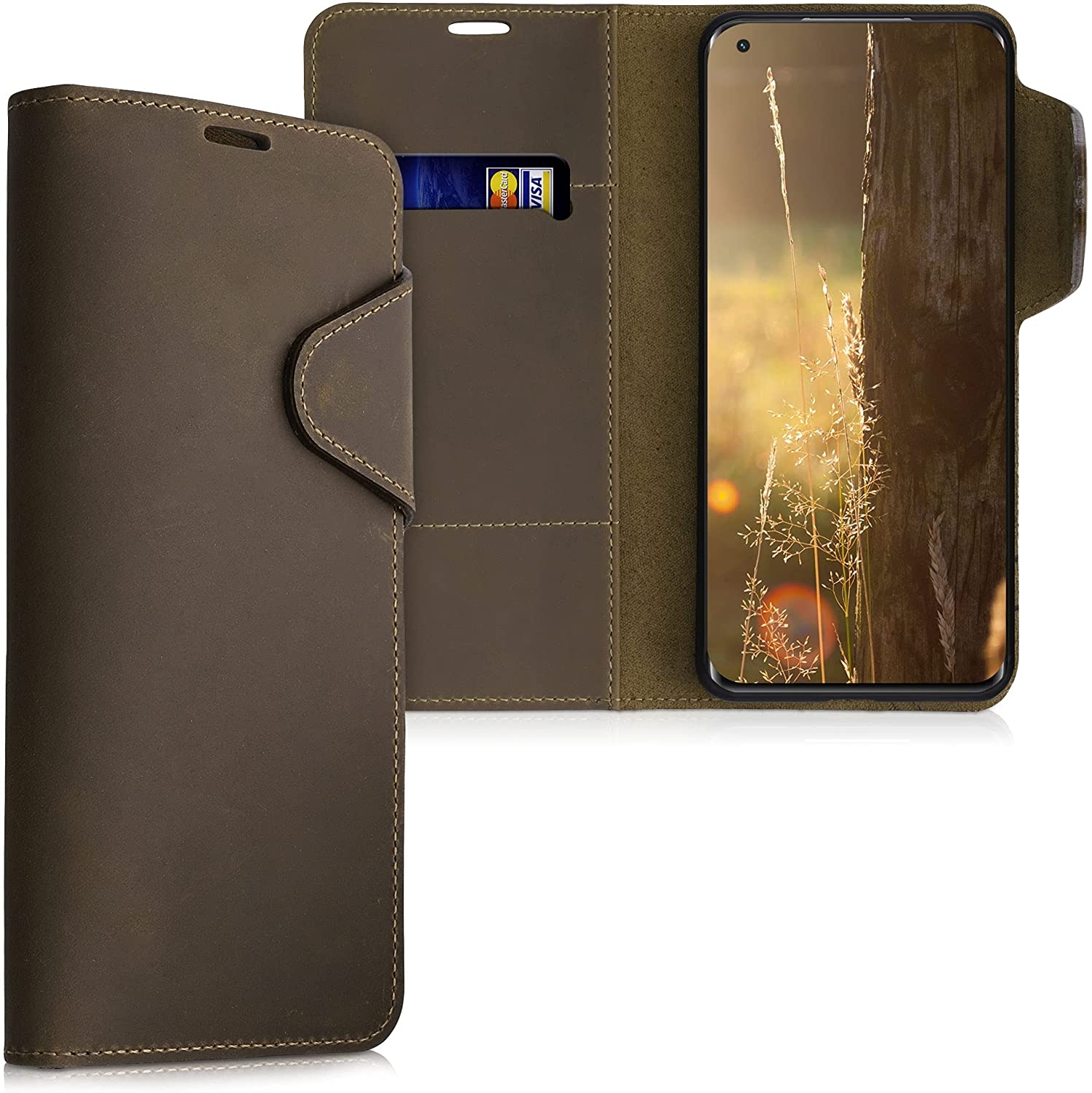 Kalibri Δερμάτινη Suede Θήκη Πορτοφόλι Xiaomi Mi 11 - Brown