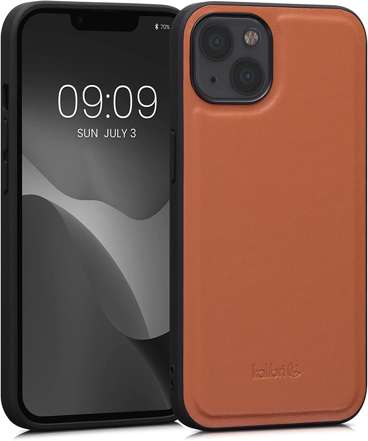 Kalibri Σκληρή Δερμάτινη Θήκη με TPU Bumper - Apple iPhone 13 - Orange