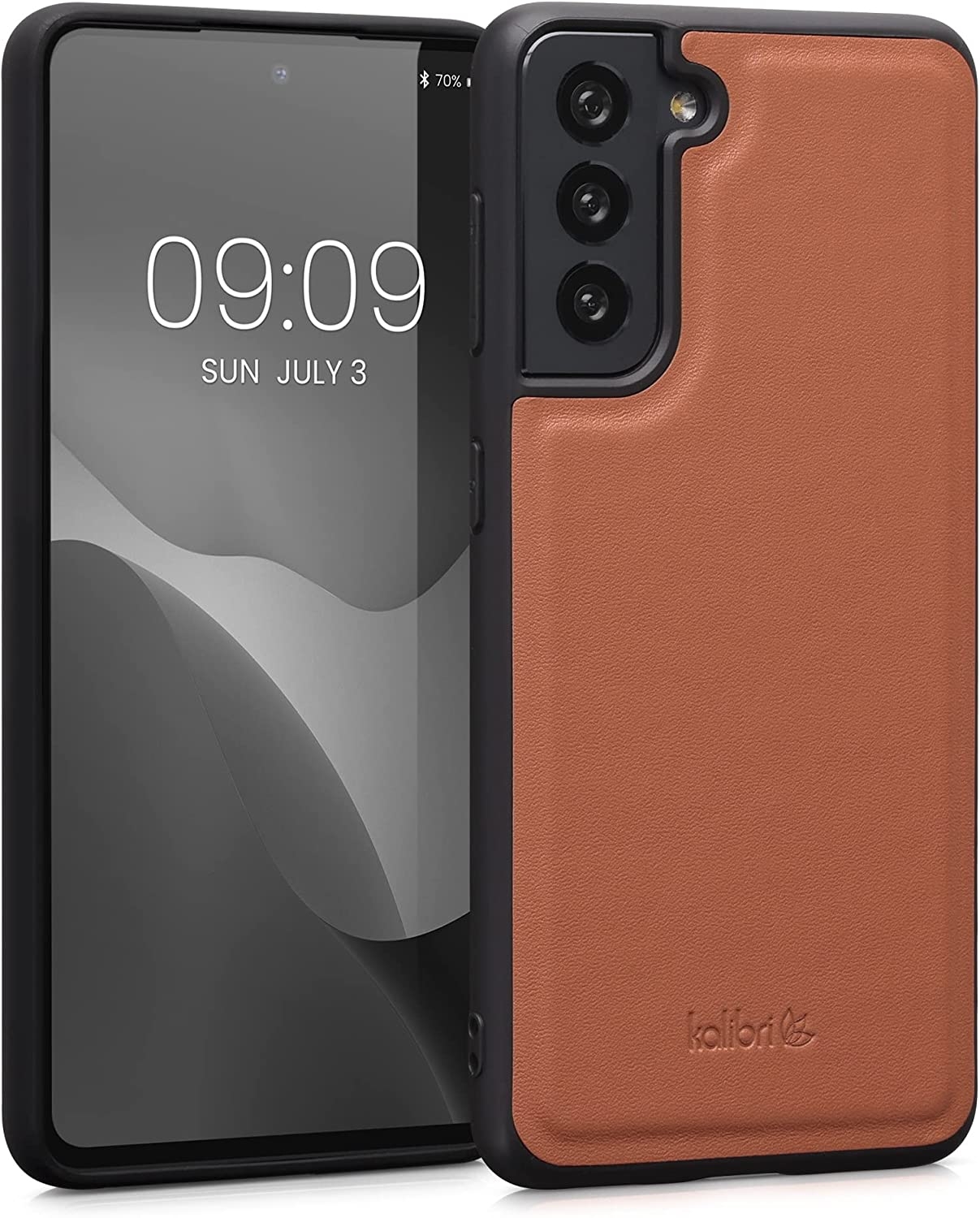 Kalibri Σκληρή Δερμάτινη Θήκη με TPU Bumper - Samsung Galaxy S21 5G - Orange