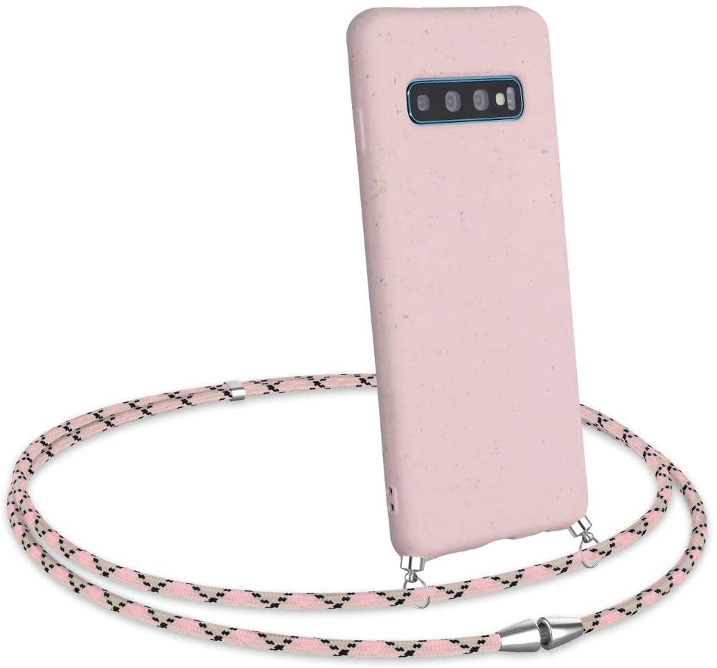 Kalibri Θήκη Σιλικόνης & Eco-Friendly Natural Wheat Straw με Λουράκι Λαιμού Samsung Galaxy S10 - Light Pink